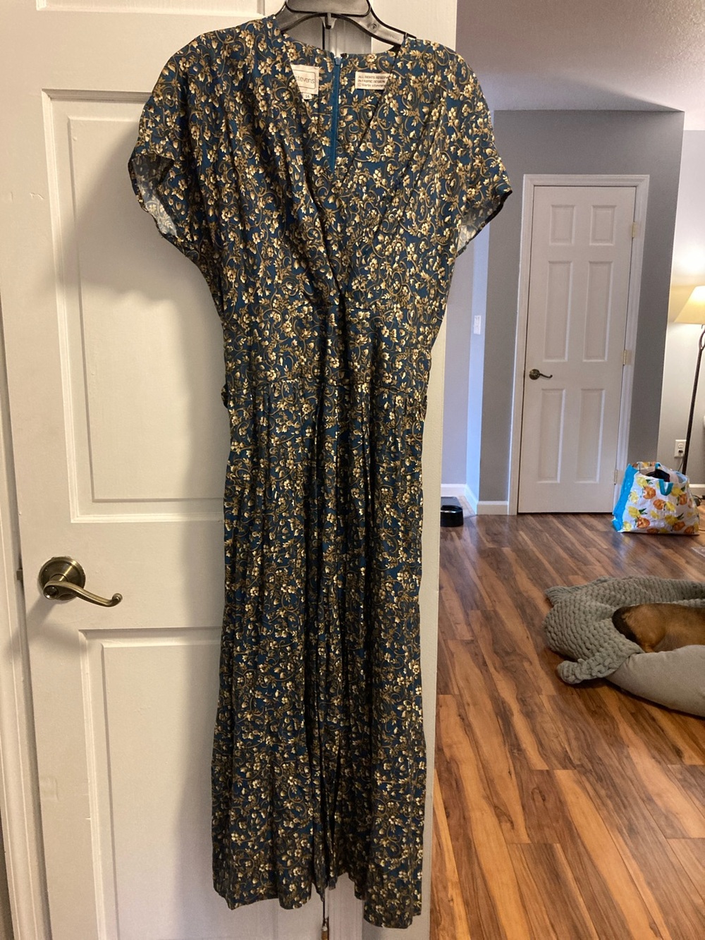karin stevens Blue and Gold Floral Maxi Dress